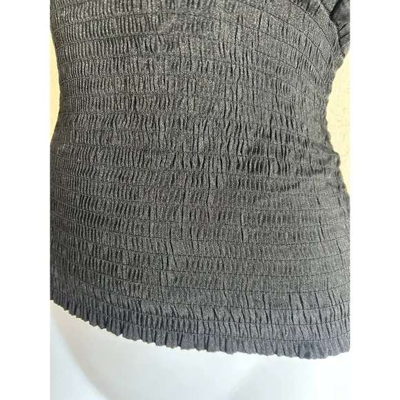 Vintage Y2K Poetry Ruffle Halter Smocked Tank Top L Black Grunge Gothic READ - Picture 5 of 11